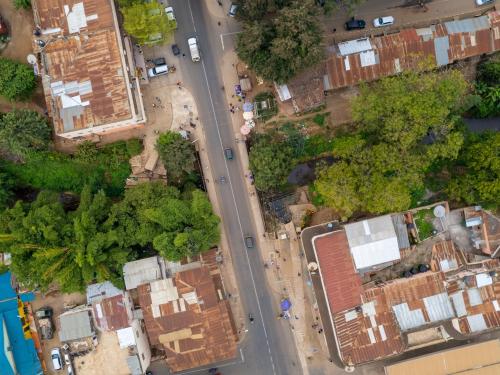 Aerial view of African town