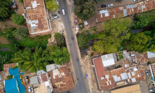 Aerial view of African town