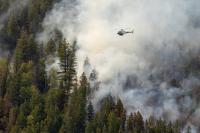 Smoke from forest fires in Sparwood, British Columbia, Canada in 2023