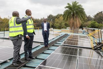 Rooftop solar installation on a rural hospital in Kenya.