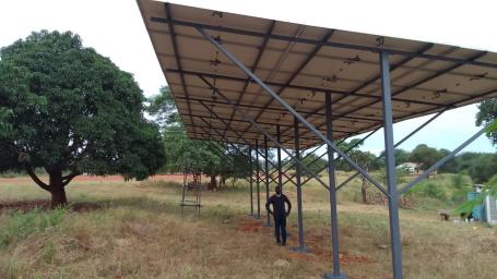 Solar panels on a farm in rural Kenya