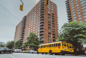 School bus in the city.
