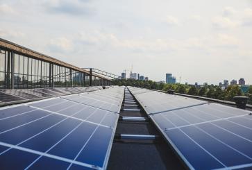 Solar panels built into infrastructure.