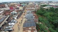 Solar panels at a market in Nigeria