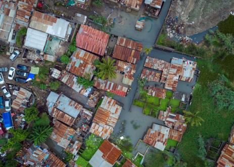 Aerial view of Dar es Salaam after flooding.