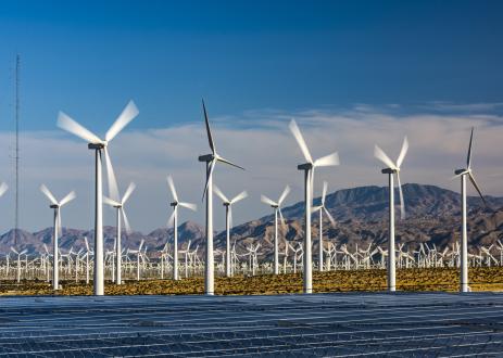 Wind turbines.