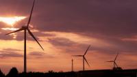 Wind turbines.
