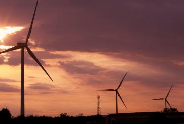Wind turbines.