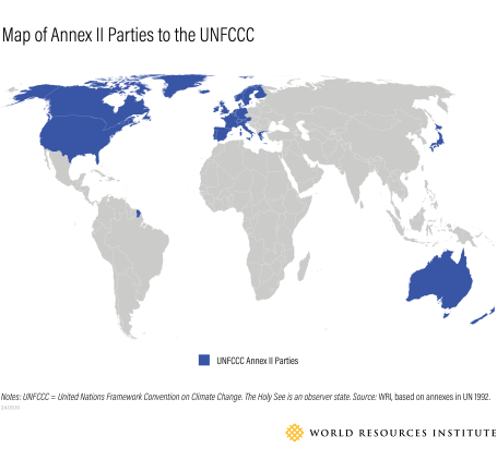 Map of Annex II Parties to the UNFCCC