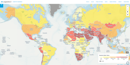 Aqueduct map showing country rankings.