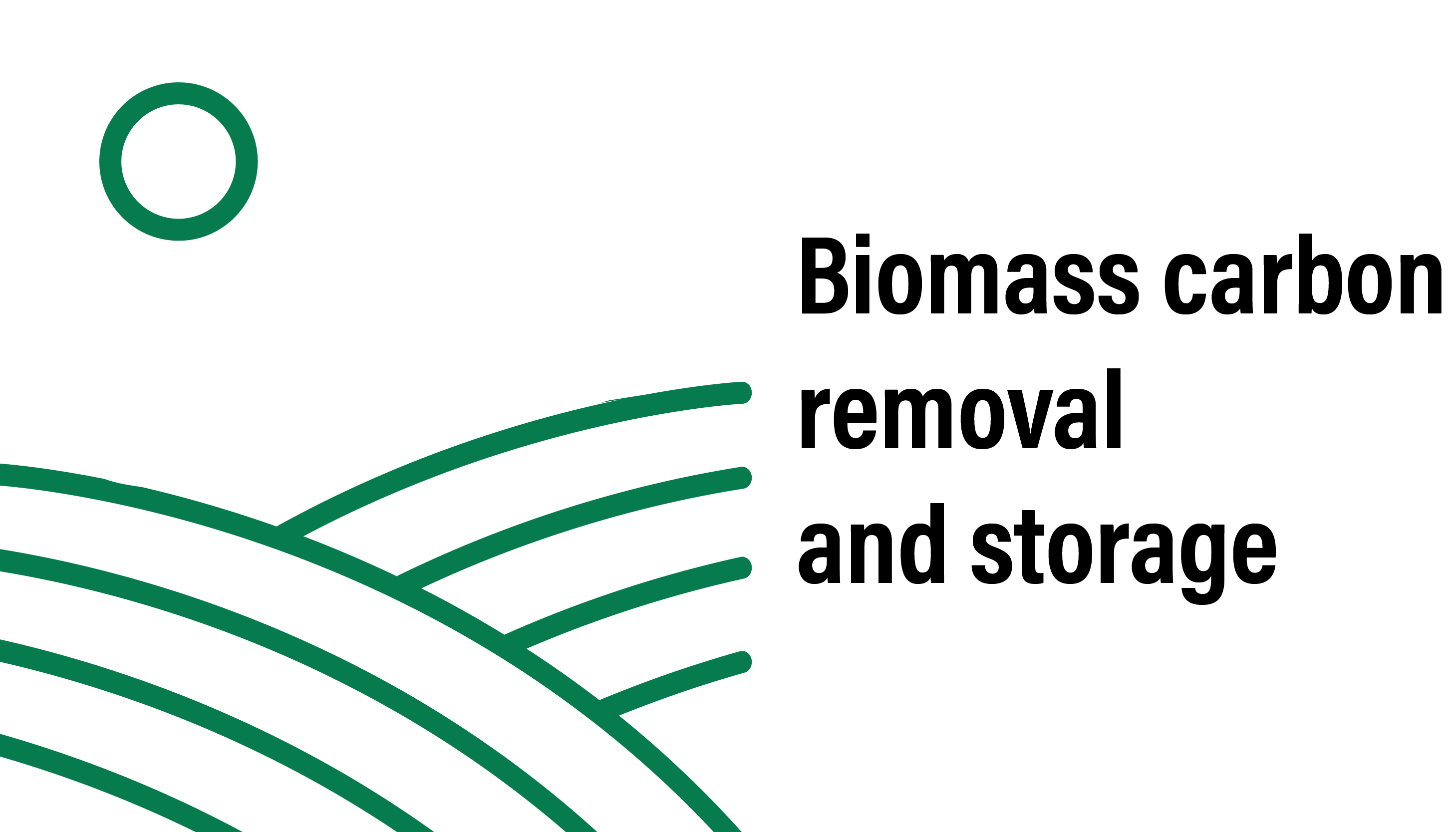 outline of sun and field for biomass carbon removal and storage icon